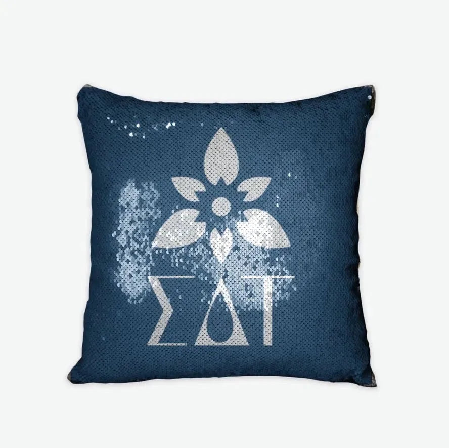 Sigma Delta Tau Sequin Pillow Cover - Droplet Tea Rose Pillow Covers