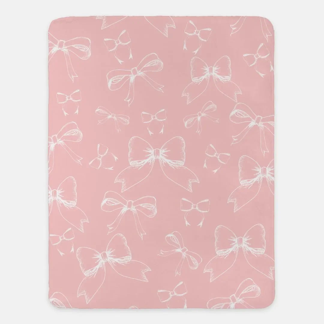 Bows XL 60x80 Sherpa Blanket Pale Pink Classic Throw Blankets