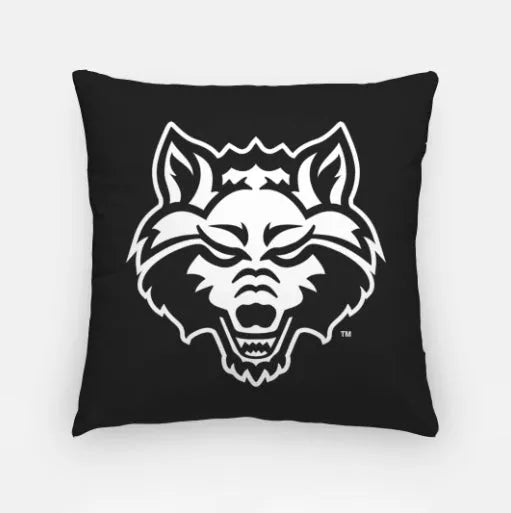 Arkansas State 18" Wolf Head Throw Pillow Cover Black White Pillow Covers
