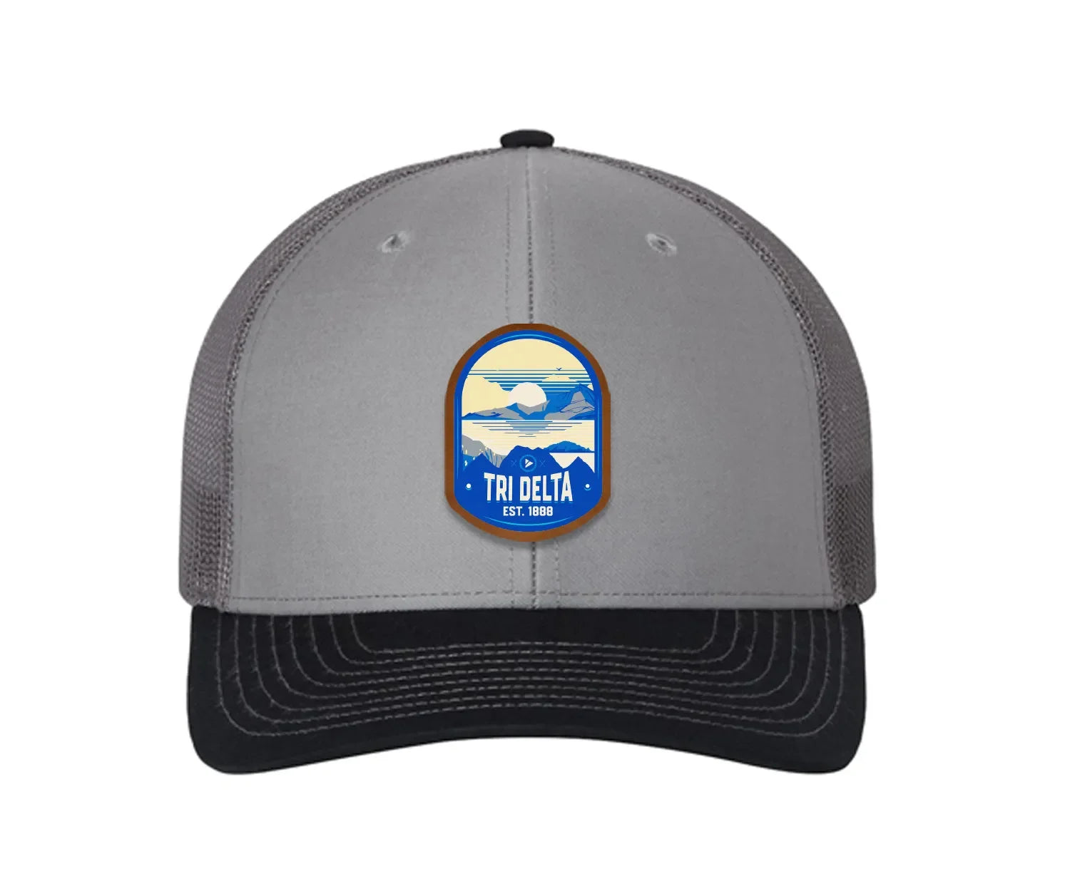 Tri Delta Richardson 112 UV Print Leatherette Patch Trucker Hat - Ventura Gray Charcoal Navy Trucker Hat