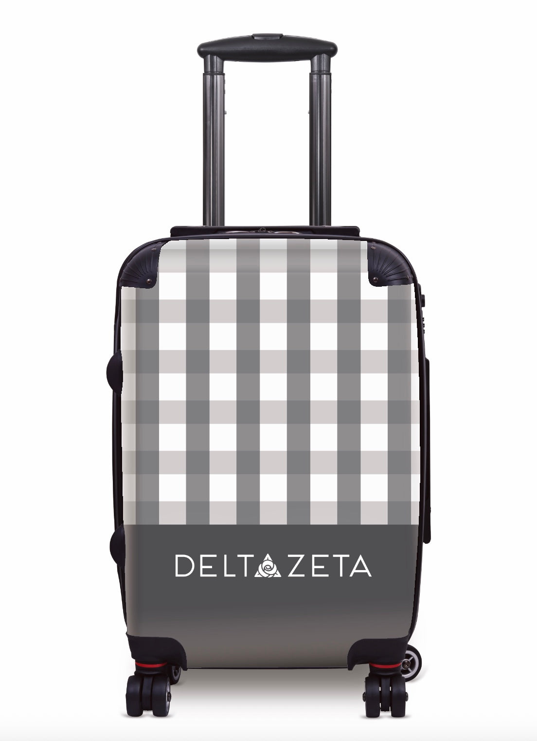 Delta Zeta Carry-on Suitcase Luggage - Gingham Gray Suitcases