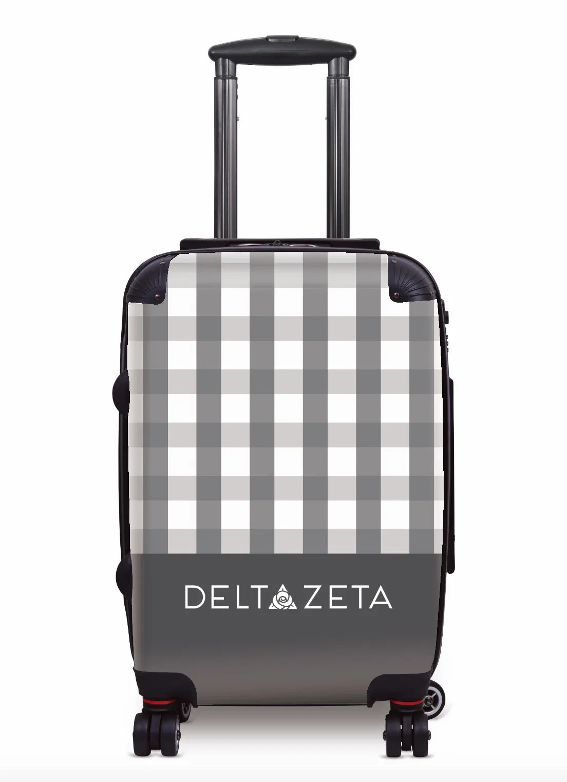 Delta Zeta Carry-on Suitcase Luggage - Gingham Gray Suitcases