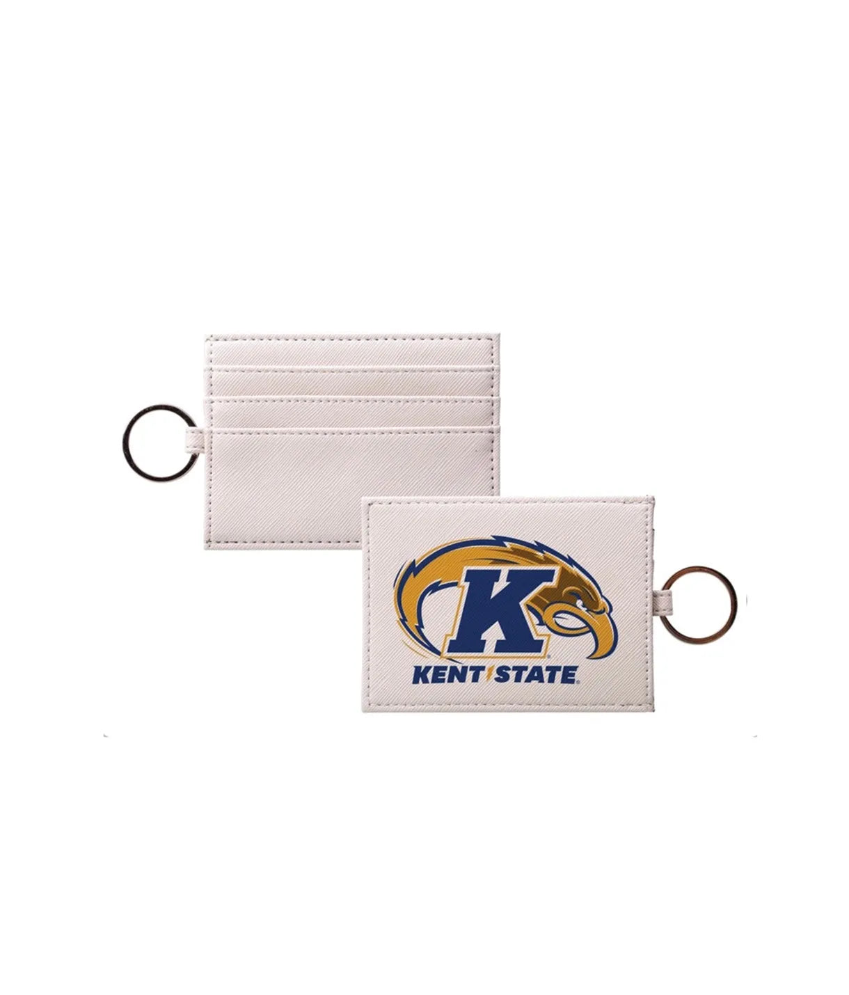 Kent State University Vegan Saffiano Leather Keychain Card Holder Travel Wallet