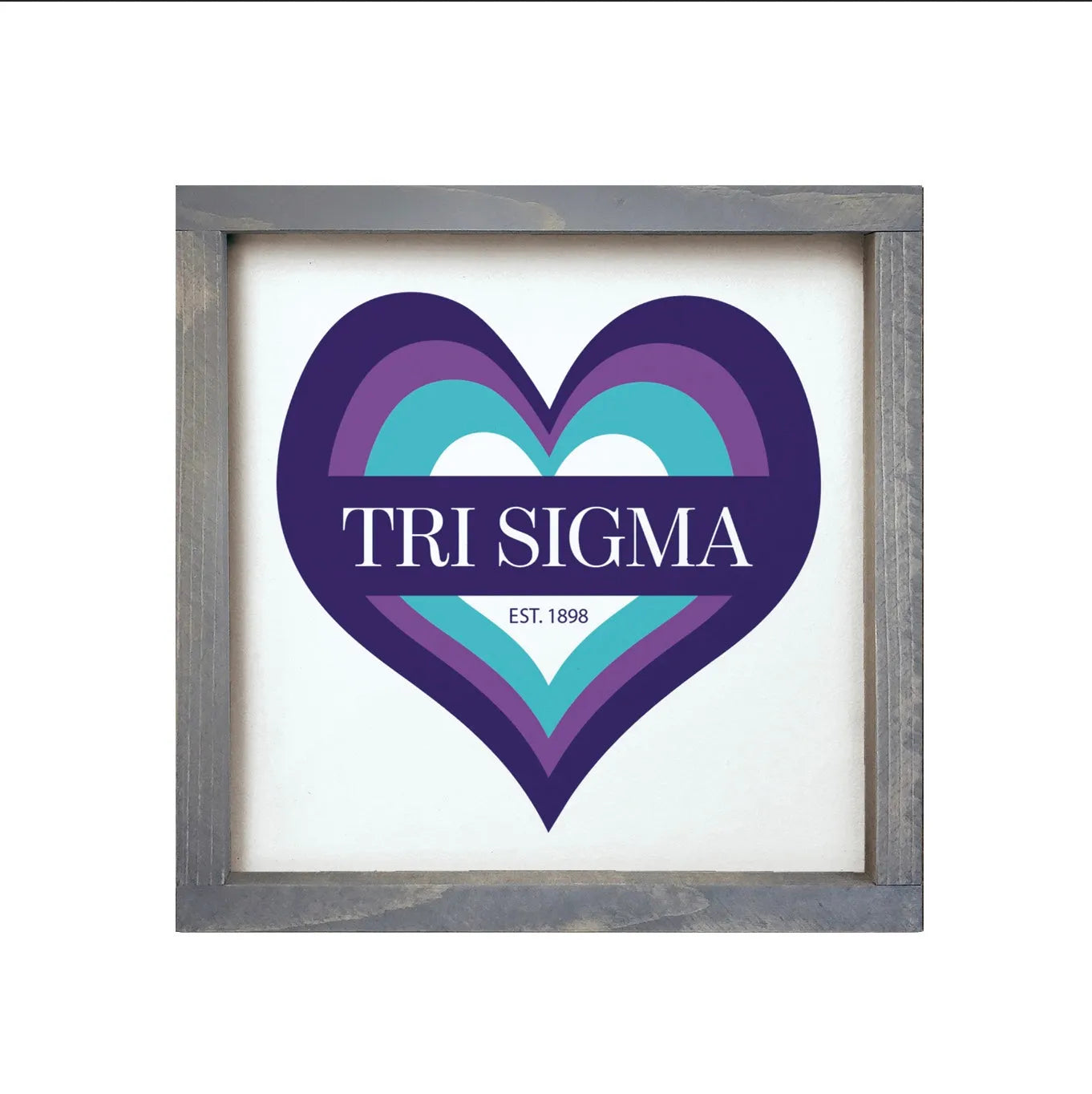 Tri Sigma 12x12 Wood Framed Sign - Heart Weathered Gray Wall Art & Signs