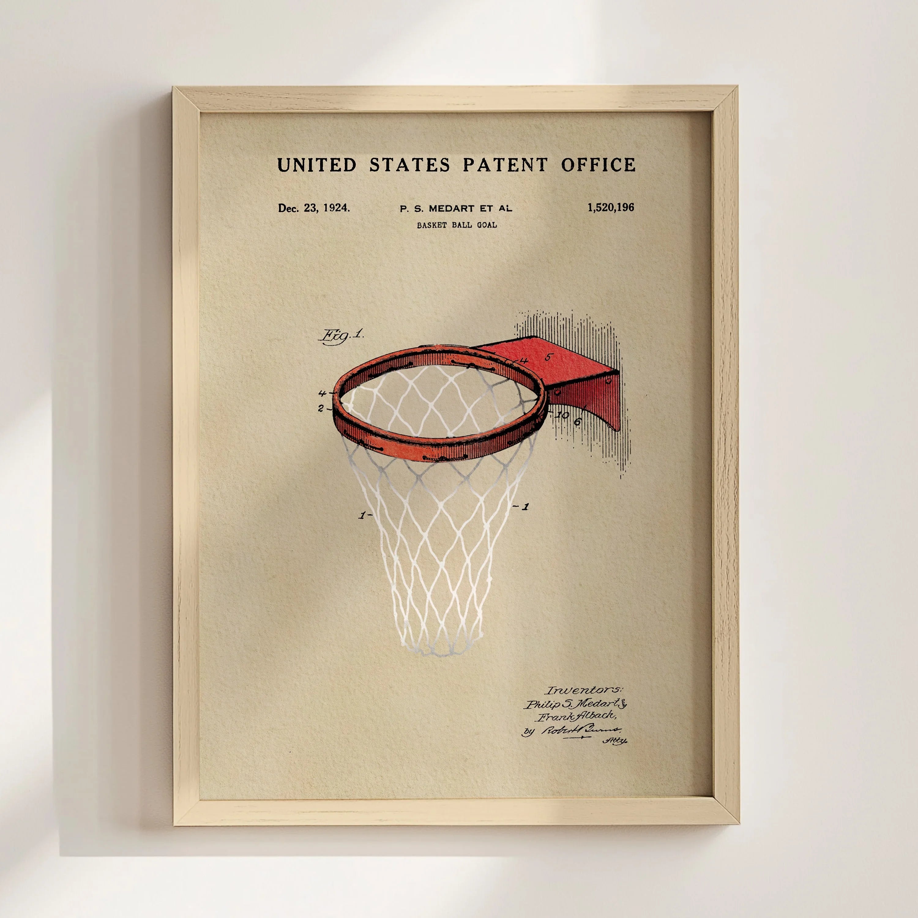 Basketball Hoop US Art Print | Guys Dorm Room Decor | Wall Art