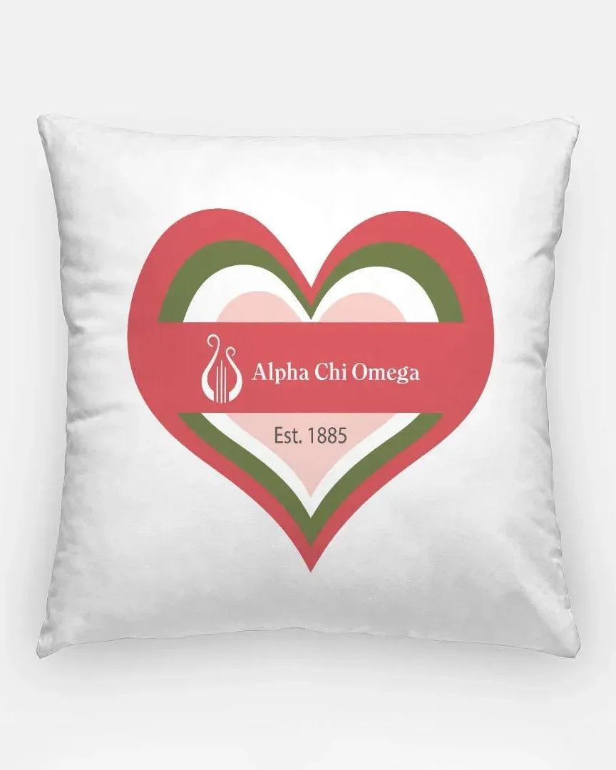 Alpha Chi Omega 18" Heart Throw Pillow Cover Pillow Covers