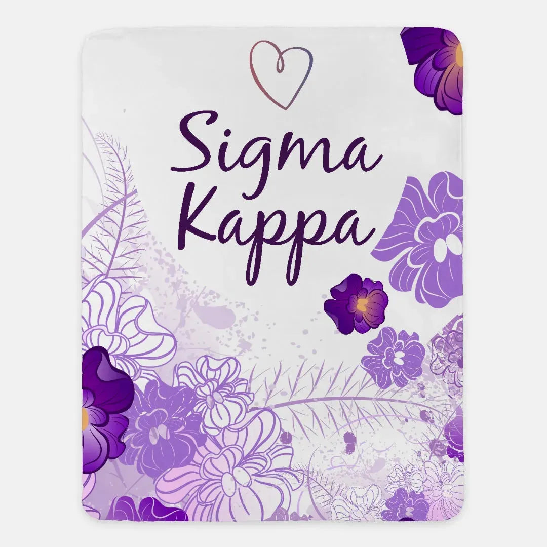Sigma Kappa XL 60x80 Purple Violets Sherpa Throw Blanket Throw Blankets
