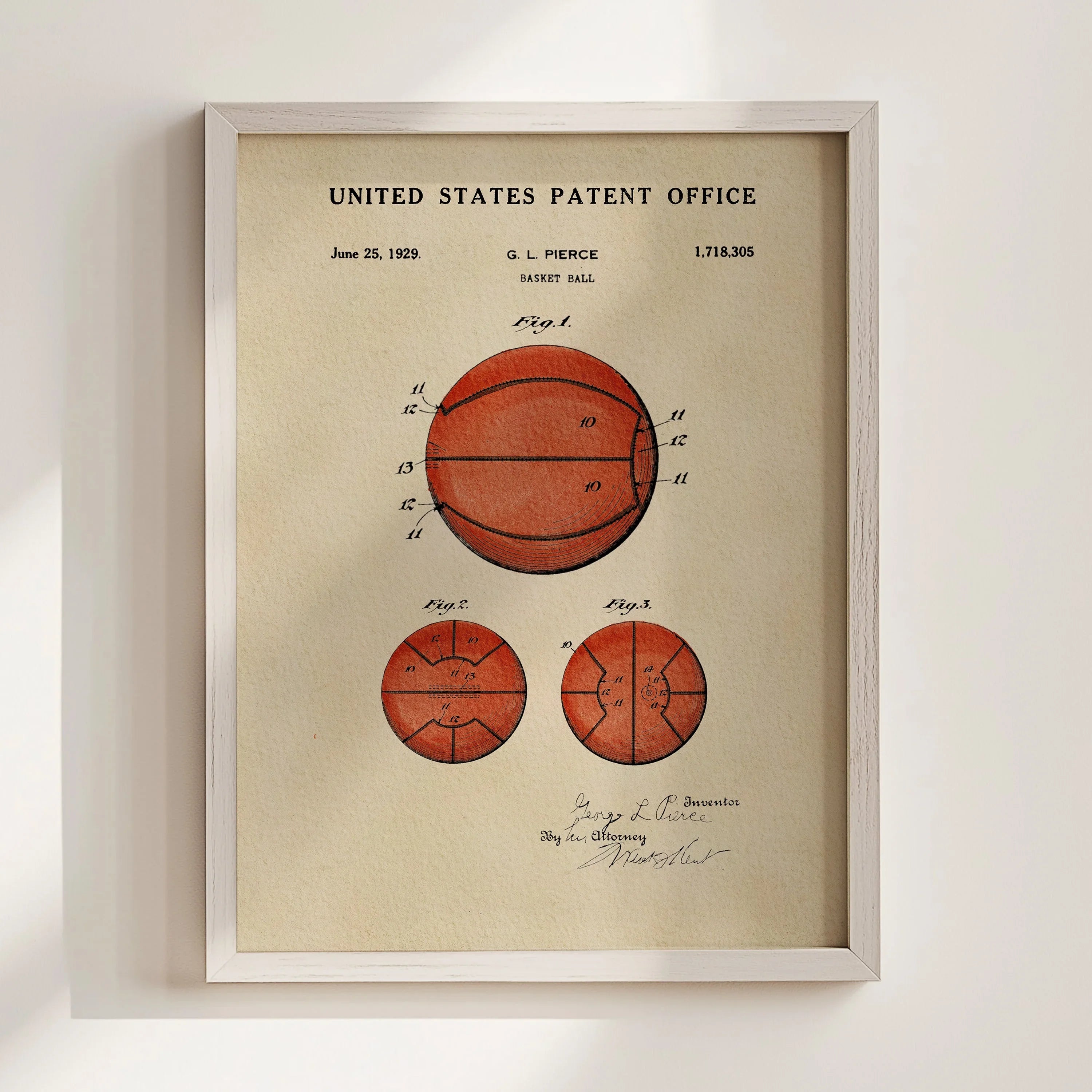 Basketball US Patent Art Print | Sports-Themed Dorm Decor | Campus Greek Fit
