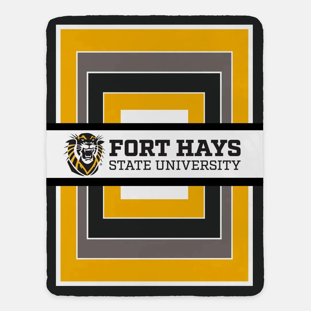 Fort Hays State University XL 60x80 Sherpa Throw Blanket - Geo Throw Blankets