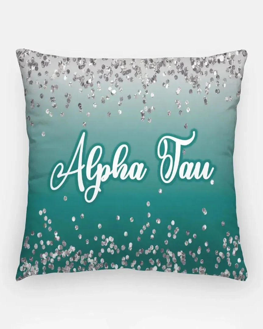 Alpha Tau 18" Throw Pillow Cover - Glitter Pillow Covers