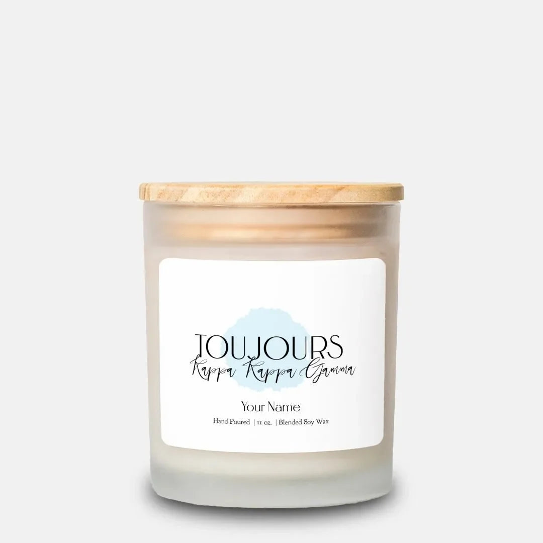 Personalized Kappa Kappa Gamma Frosted Glass Candle (Hand Poured 11 oz) Candles