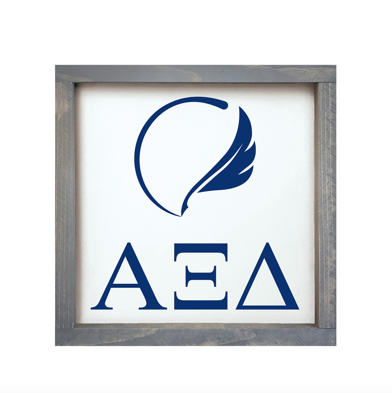 Alpha Xi Delta Blue Quill Framed Sign 12"x12" | AXiD Big Little Gifts