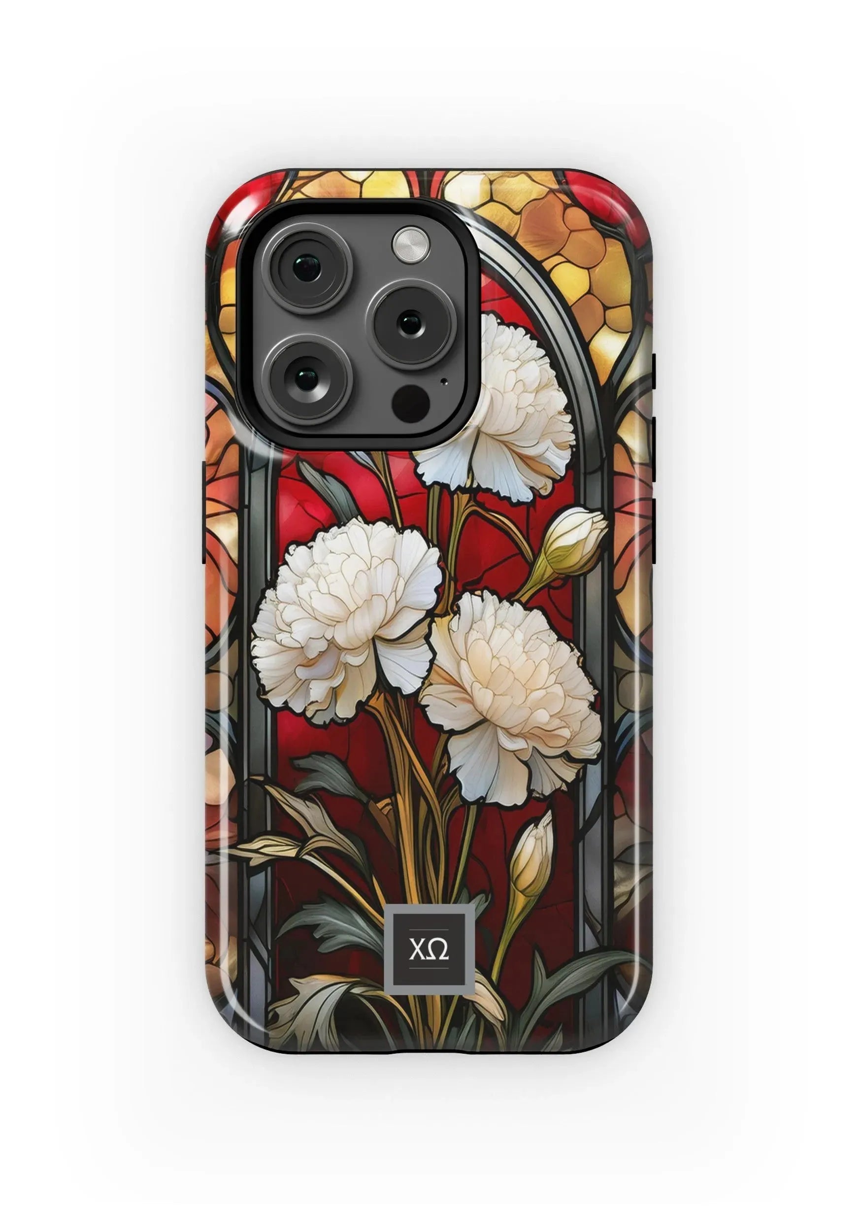 Chi Omega iPhone 16, 15, 14 Mobile Phone Case - Stained Glass Gloss Mobile Phone Cases