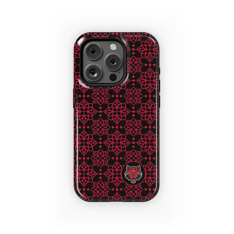 Arkansas State University iPhone 16, 15, 14, 13 Mobile Phone Case - Red Ornate Gloss Mobile Phone Cases