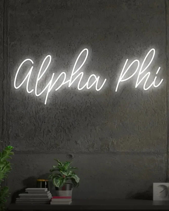 Alpha Phi LED Neon Script Sign w/ Dimmer Neon Signs