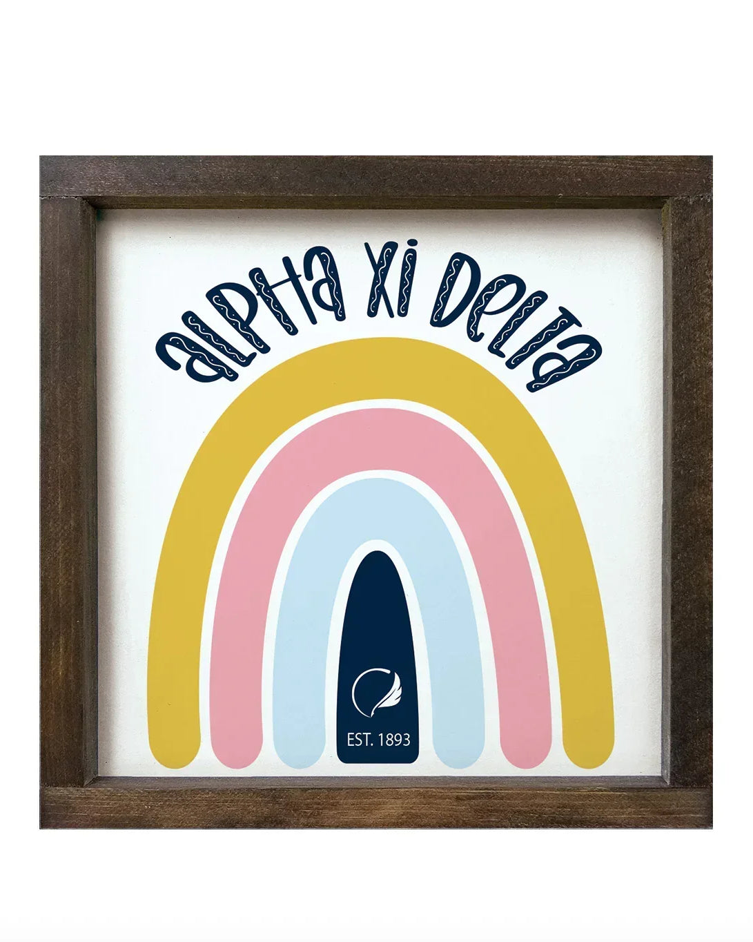 Alpha Xi Delta 12x12 Wood Framed Sign - Rainbow | AXiD