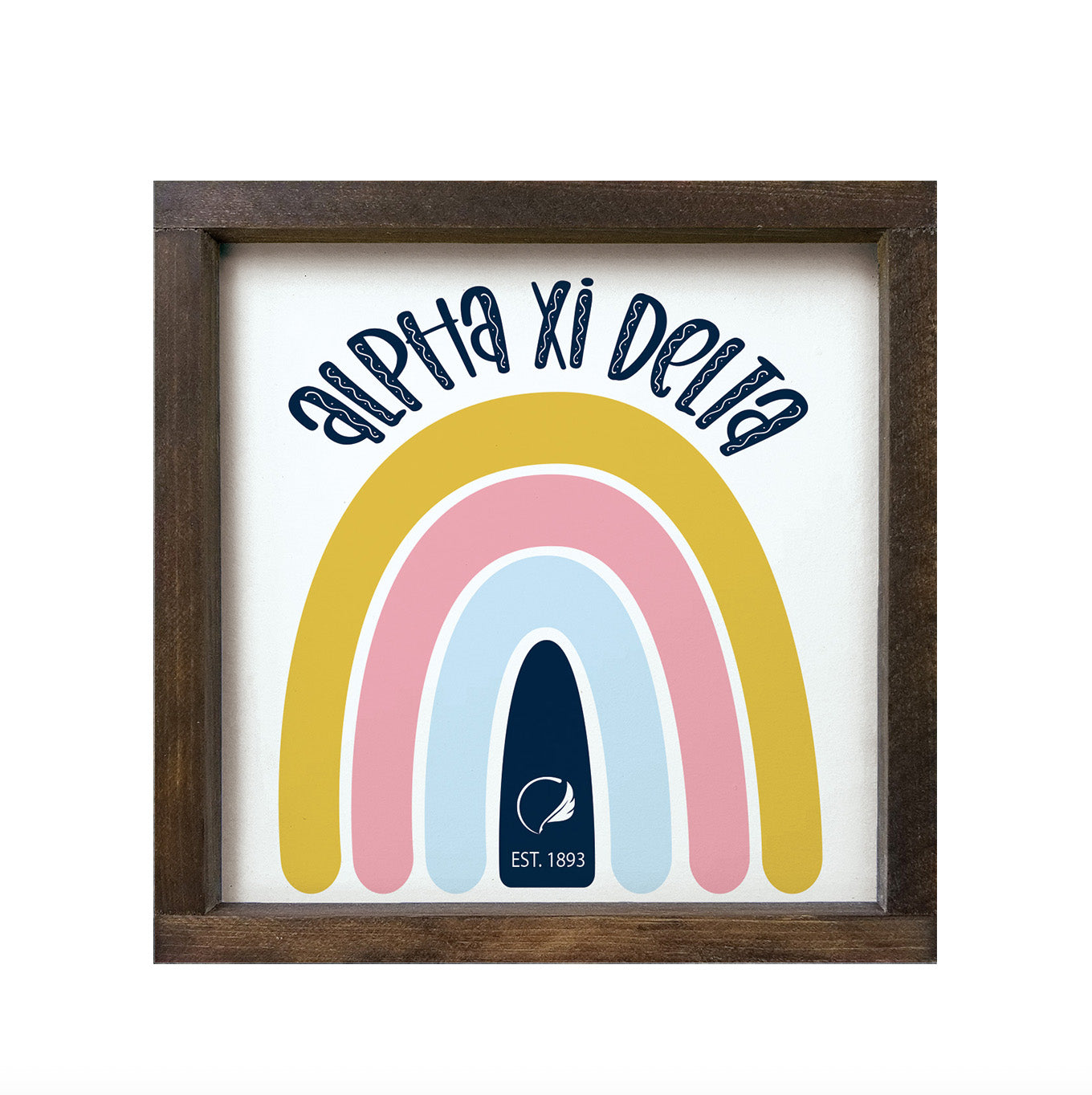 Alpha Xi Delta 12x12 Wood Framed Sign - Rainbow | AXiD