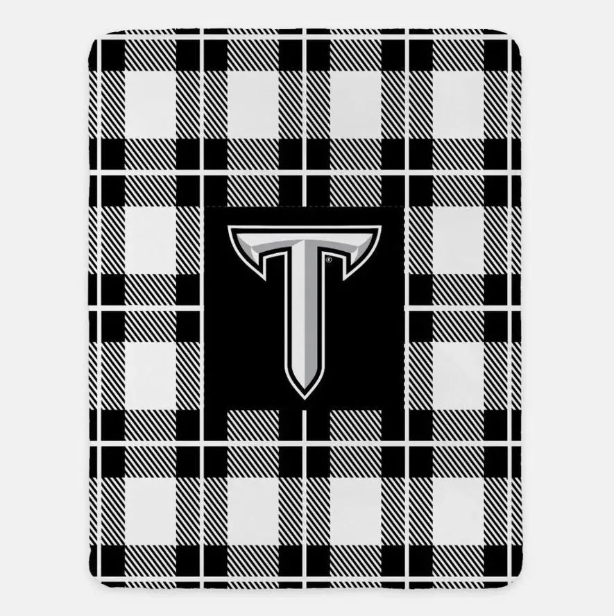 Troy University XL 60x80 T Sherpa Blanket Black Throw Blankets