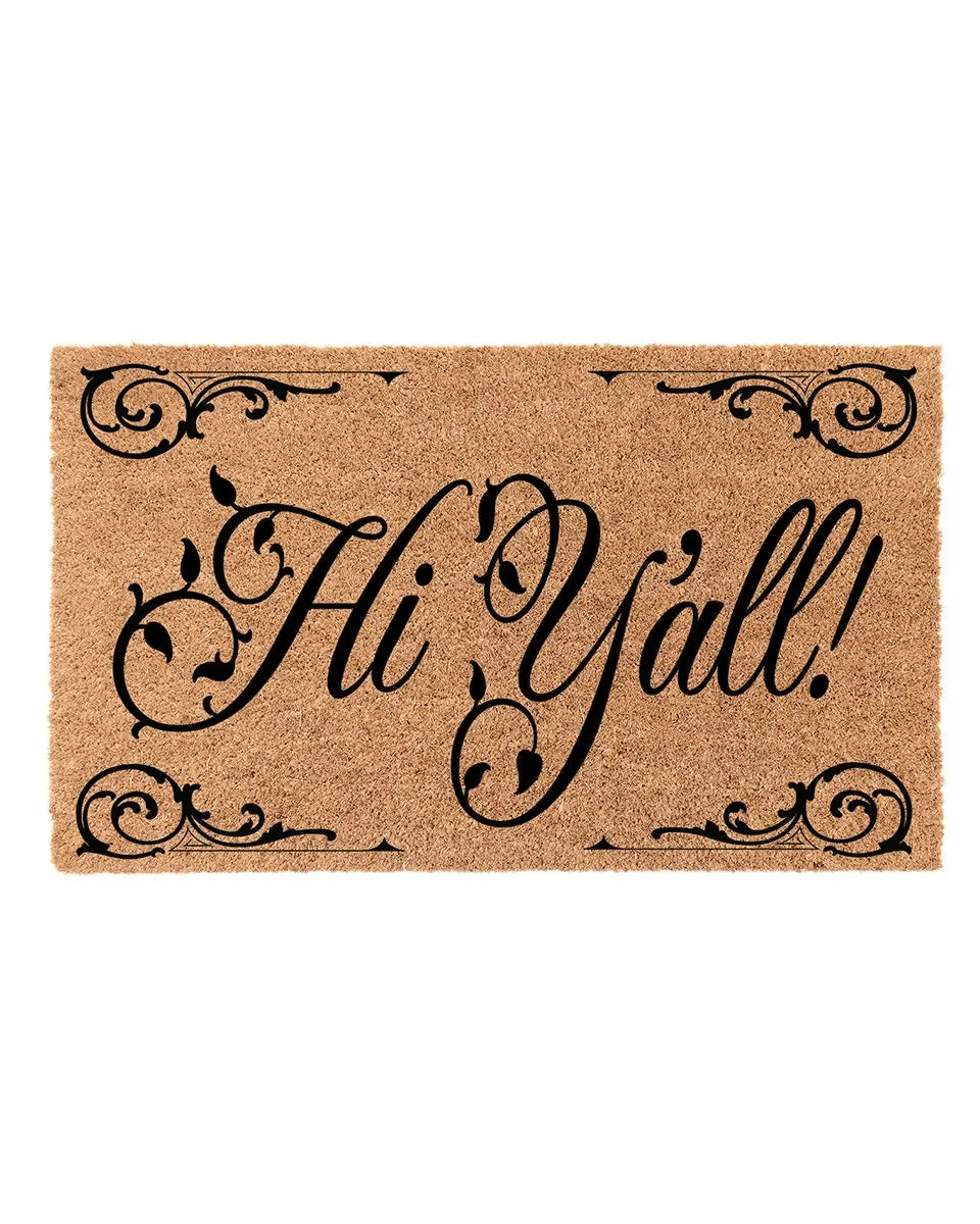 Hi Y'all Floral Leaf Coir Doormat Door Mats