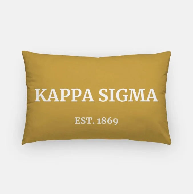 Kappa Sigma 1869 Lumbar Pillow Cover Gold Pillow Covers