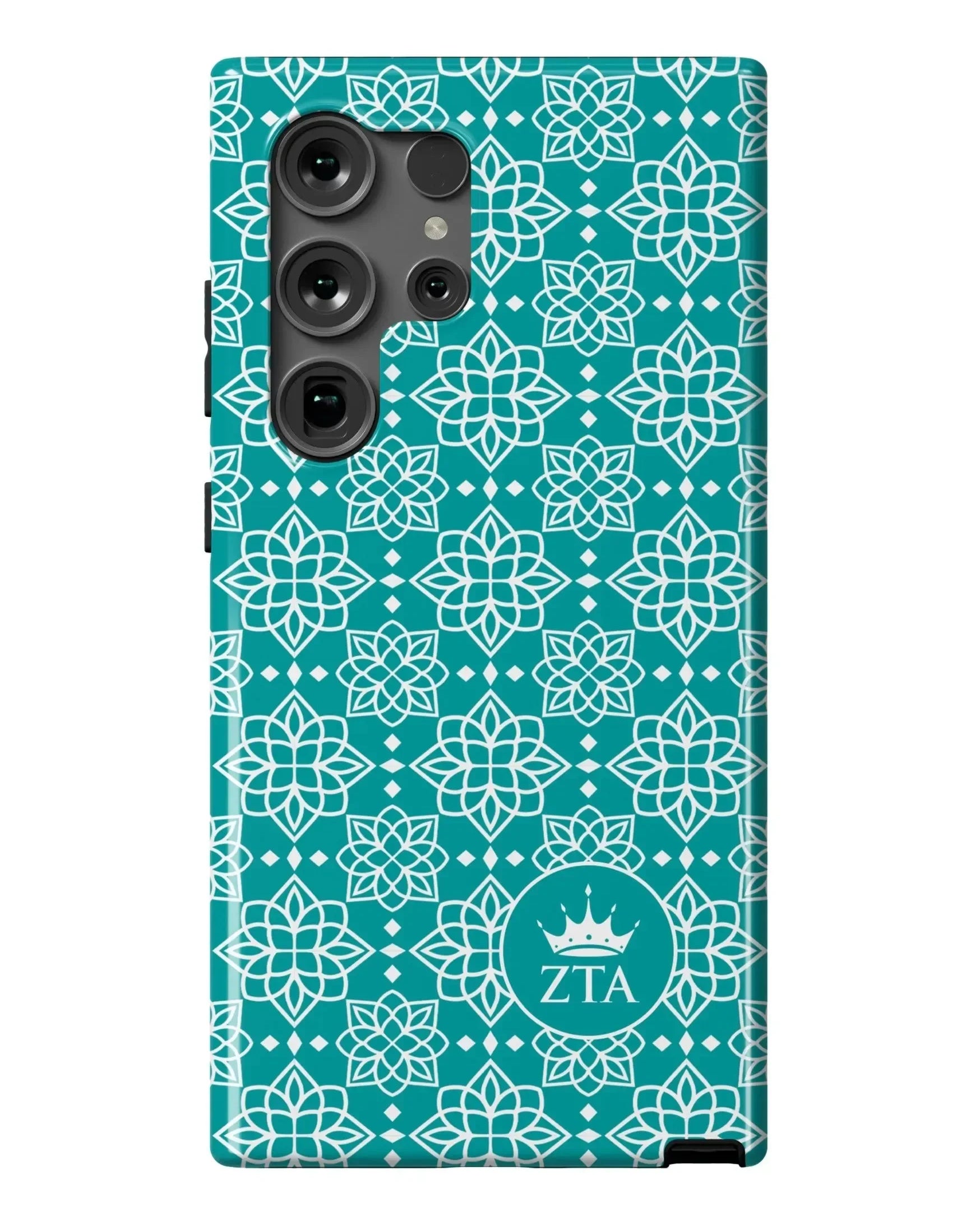 Zeta Tau Alpha Samsung Galaxy 24, 23 Mobile Phone Case - Turquoise Ornate Gloss Mobile Phone Cases