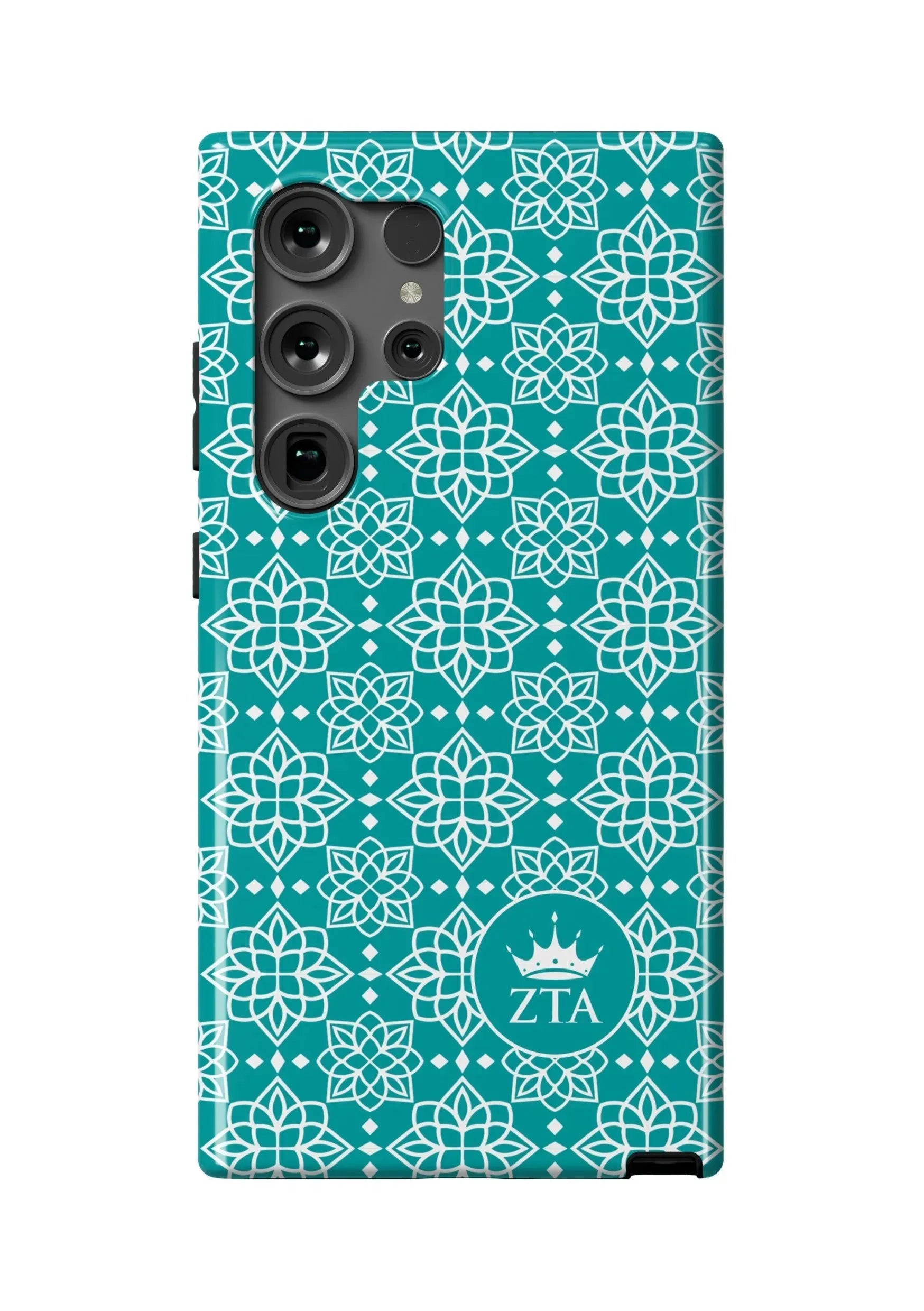 Zeta Tau Alpha Samsung Galaxy 24, 23 Mobile Phone Case - Turquoise Ornate Gloss Mobile Phone Cases