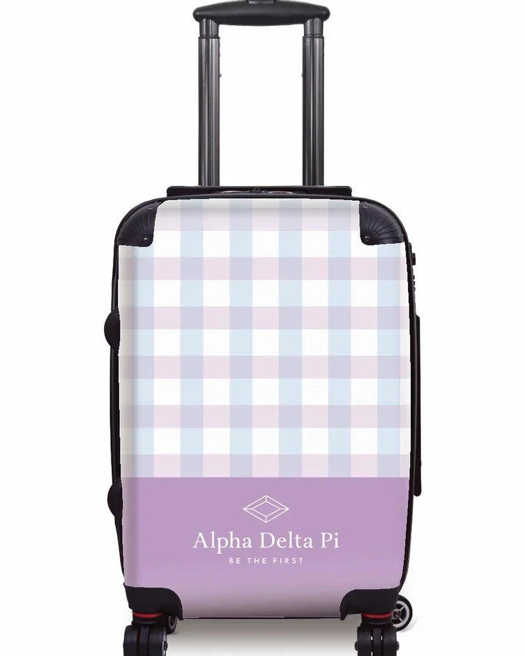 Alpha Delta Pi Carry-on Luggage - Gingham Violet Suitcases