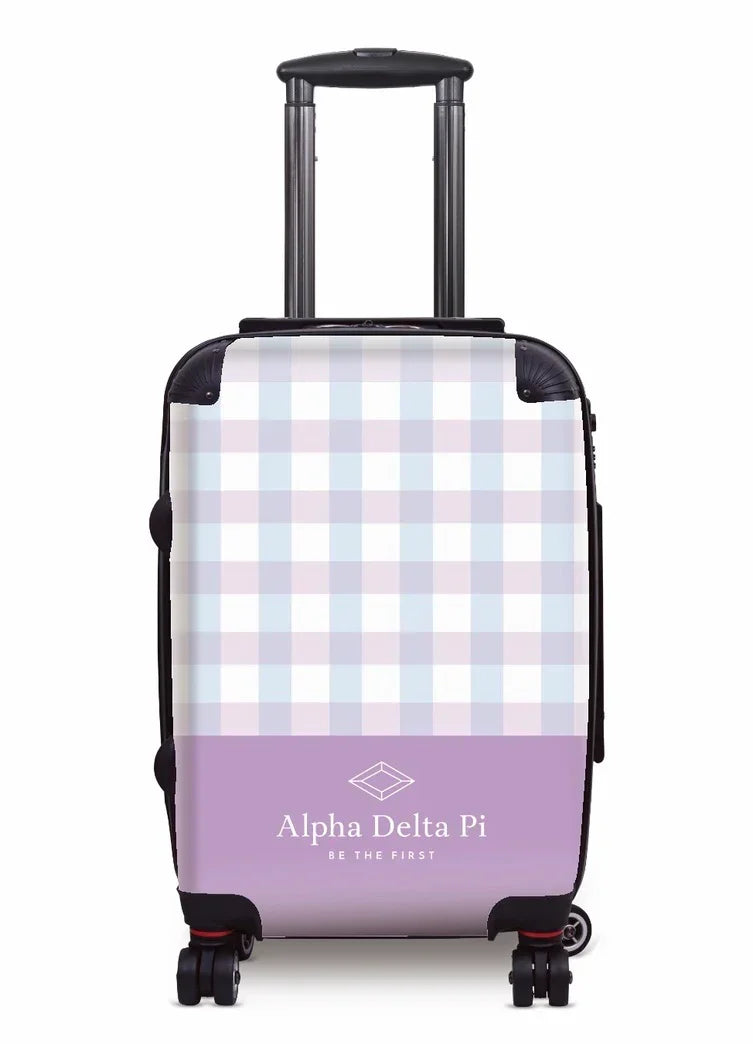 Alpha Delta Pi Carry-on Luggage - Gingham Violet Suitcases
