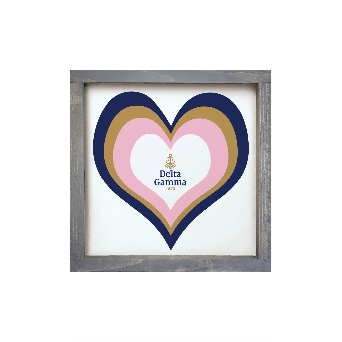 Delta Gamma 12x12 Heart Wood Framed Sign Weathered Gray Wall Art & Signs