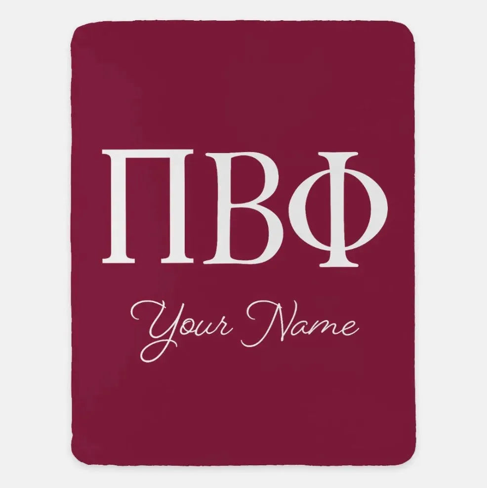 Personalized Pi Beta Phi XL 60x80 Sherpa Throw Blanket Wine Throw Blankets