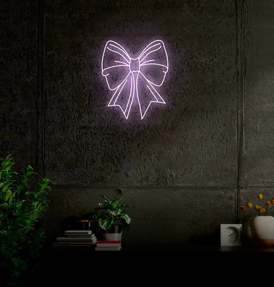 Ribbon Bow LED Neon Sign w/ Dimmer Neon Signs