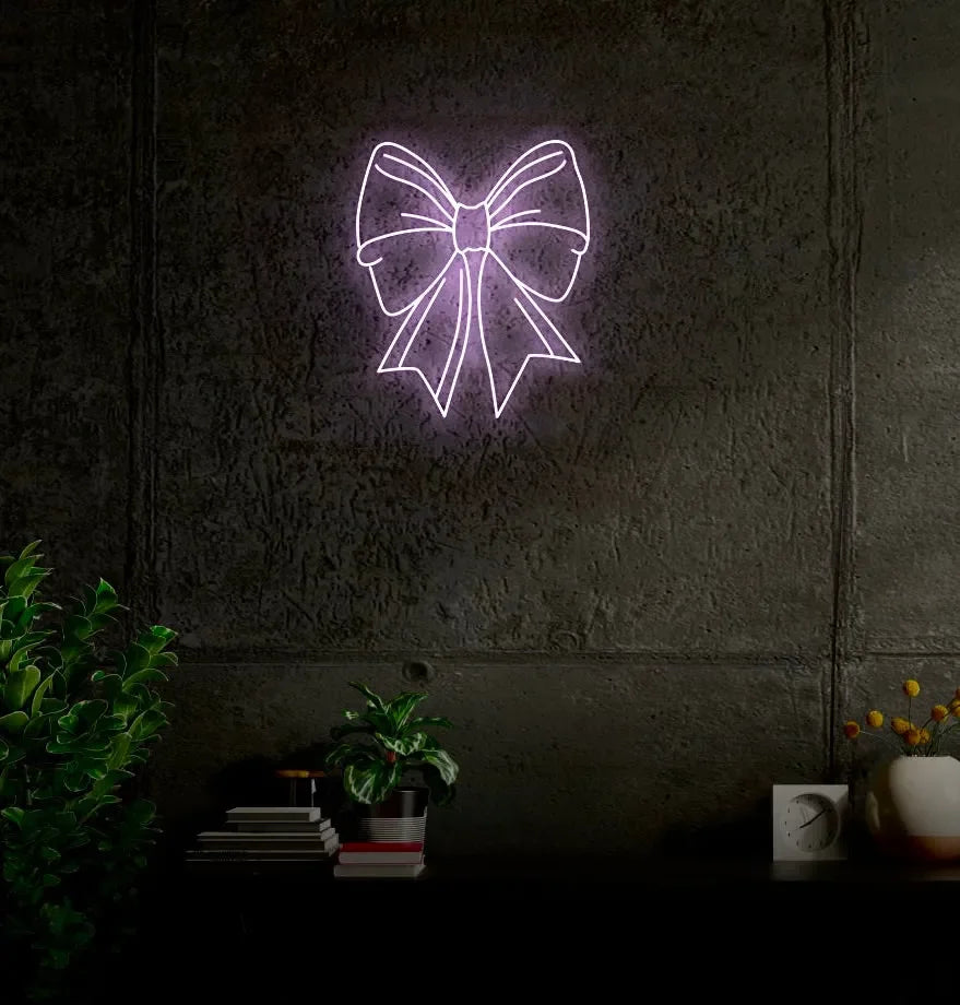 Ribbon Bow LED Neon Sign w/ Dimmer Neon Signs