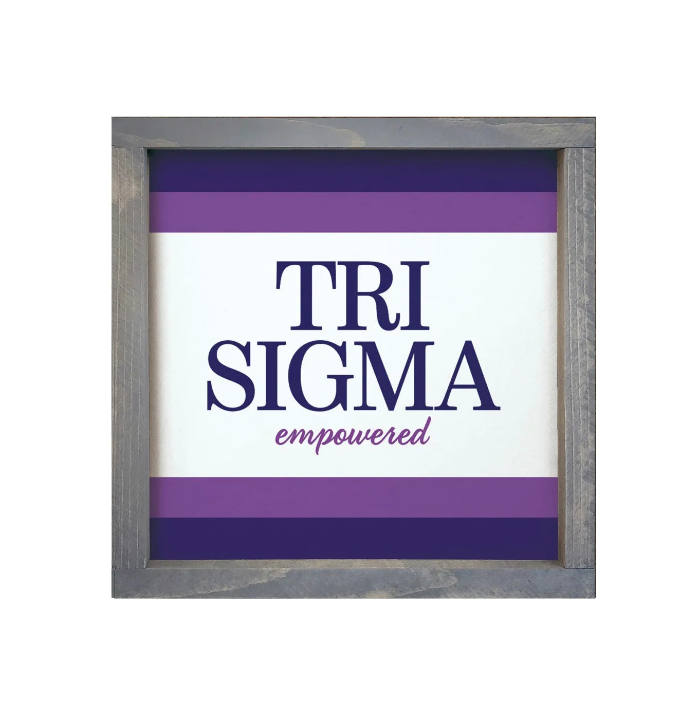 Tri Sigma 12x12 Wood Framed Sign - Traditional Stripes Weathered Gray Wall Art & Signs