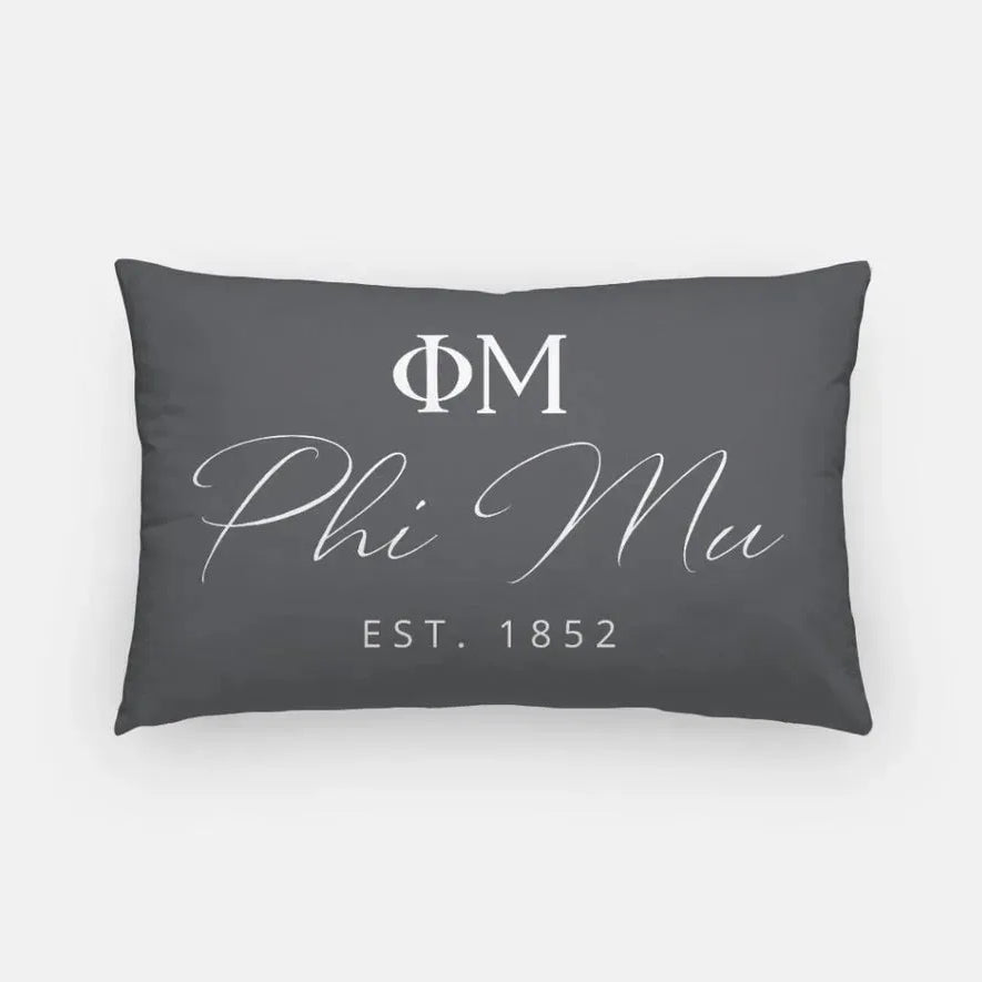 Phi Mu 1852 Lumbar Pillow Cover Charcoal Pillow Covers