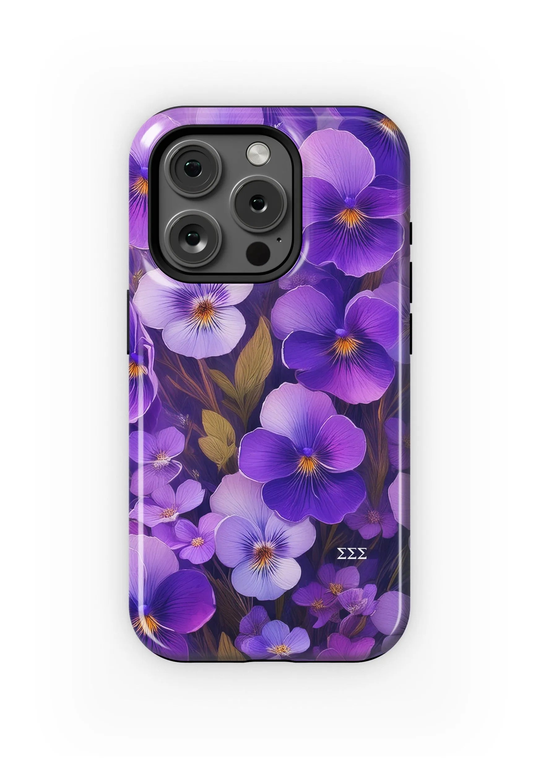 Tri Sigma iPhone 16, 15, 14 Mobile Phone Case Bold Violets Gloss Mobile Phone Cases