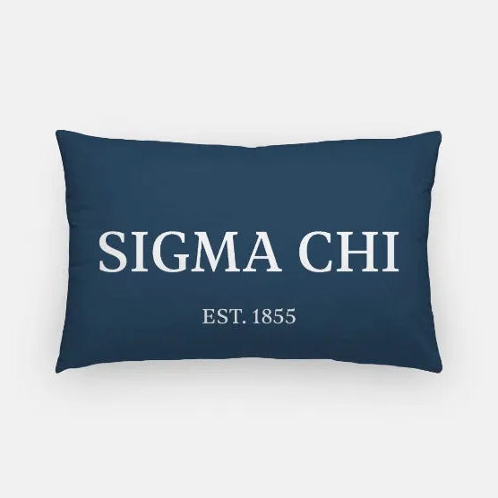 Sigma Chi Lumbar Pillow Cover - 1855 Deep Blue White Pillow Covers