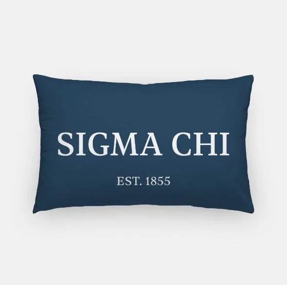 Sigma Chi Lumbar Pillow Cover - 1855 Deep Blue White Pillow Covers