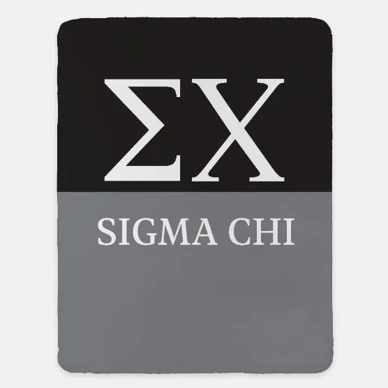 Sigma Chi XL 60x80 Blanket - Color Block Black Gray Throw Blankets