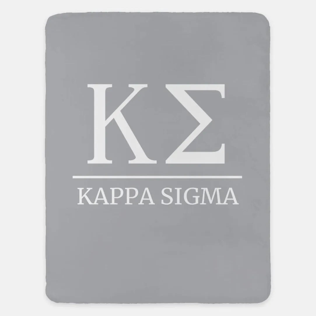 Kappa Sigma XL 60x80 Sherpa Throw Blanket Light Gray Throw Blankets