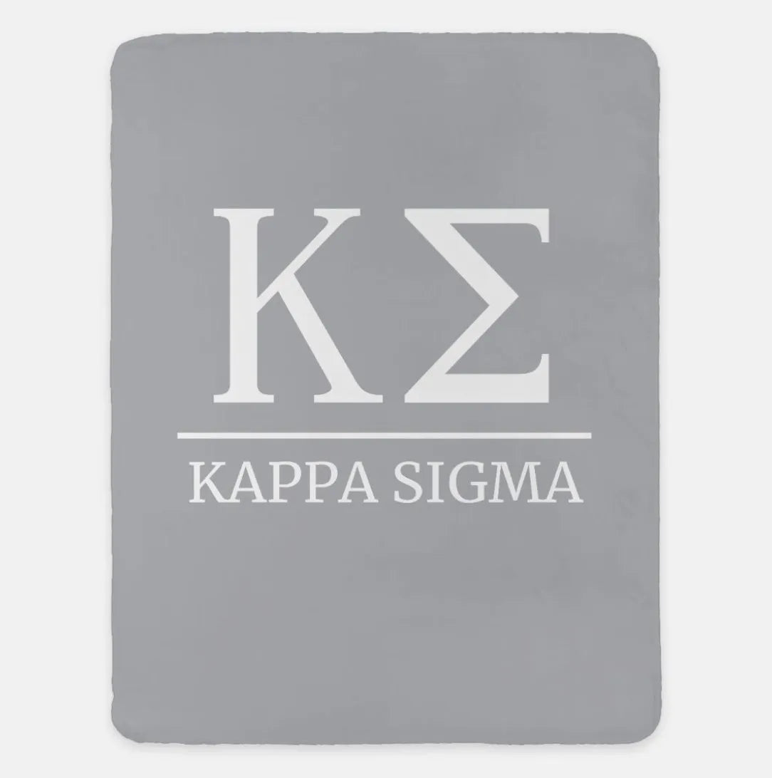 Kappa Sigma XL 60x80 Sherpa Throw Blanket Light Gray Throw Blankets