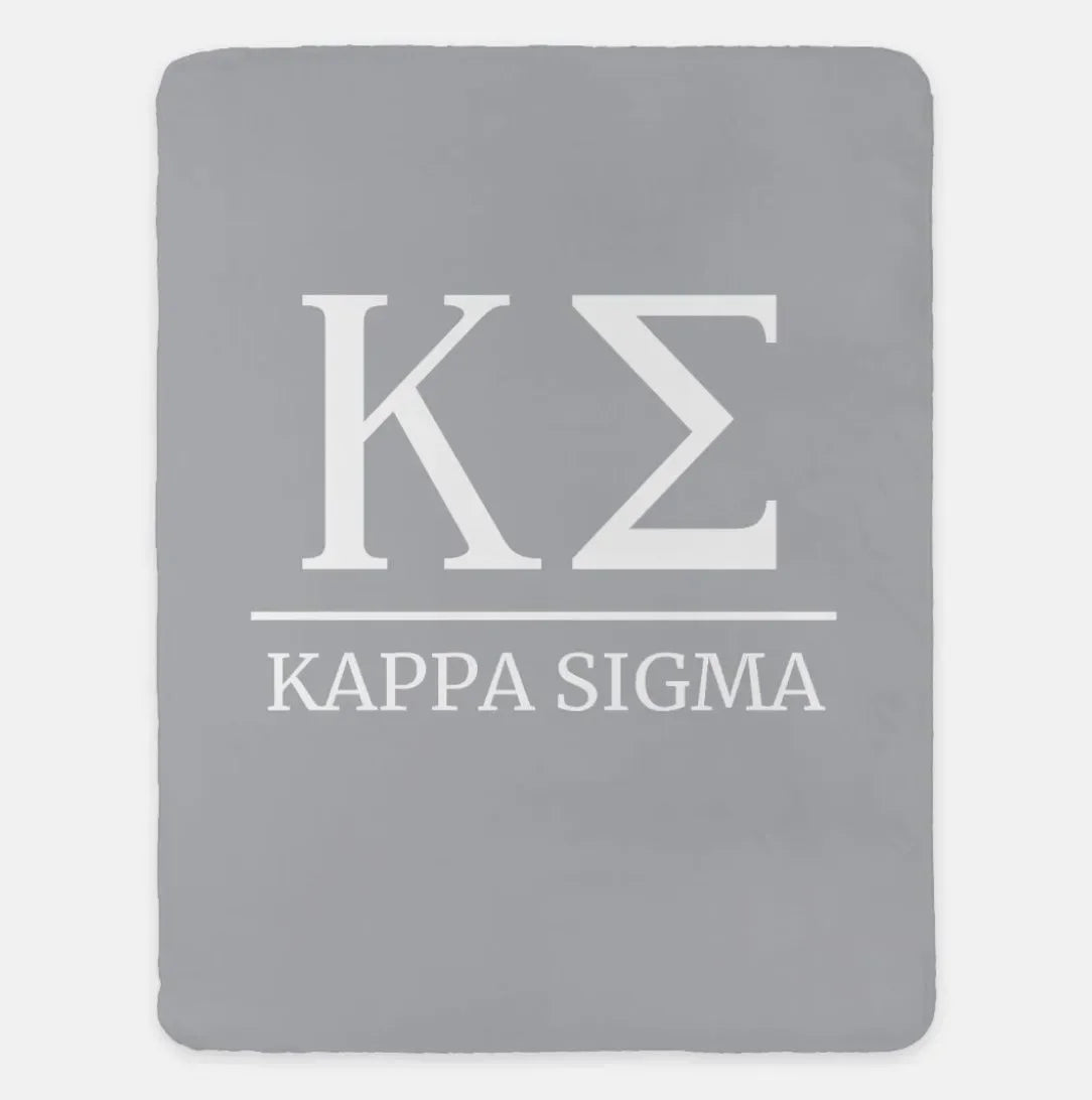Kappa Sigma XL 60x80 Sherpa Throw Blanket Light Gray Throw Blankets
