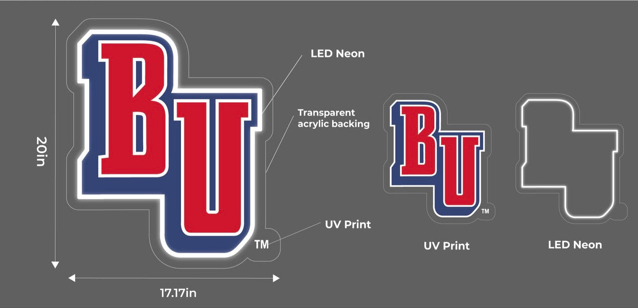 Belmont University LED UV Print Neon Sign w/ Dimmer - BU - 20" Neon Signs