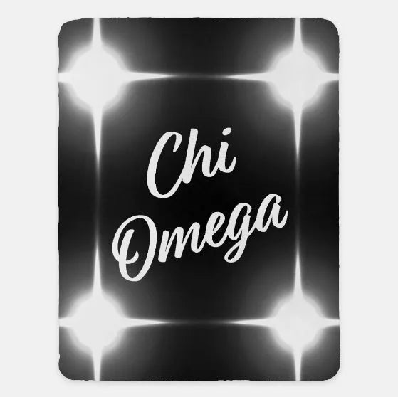 Chi Omega XL 60x80 Sherpa Throw Blanket - Flashing Lights Black Throw Blankets