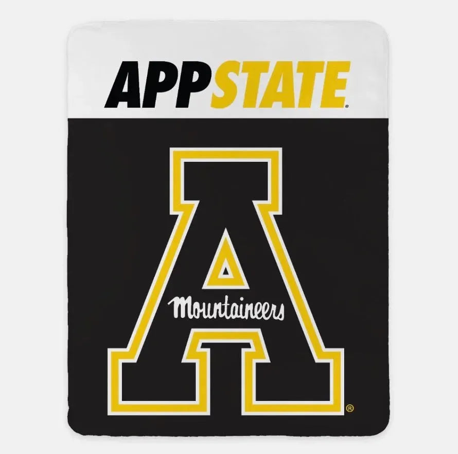 APP STATE XL 60x80 Sherpa Blanket - Wide Band Black Throw Blankets