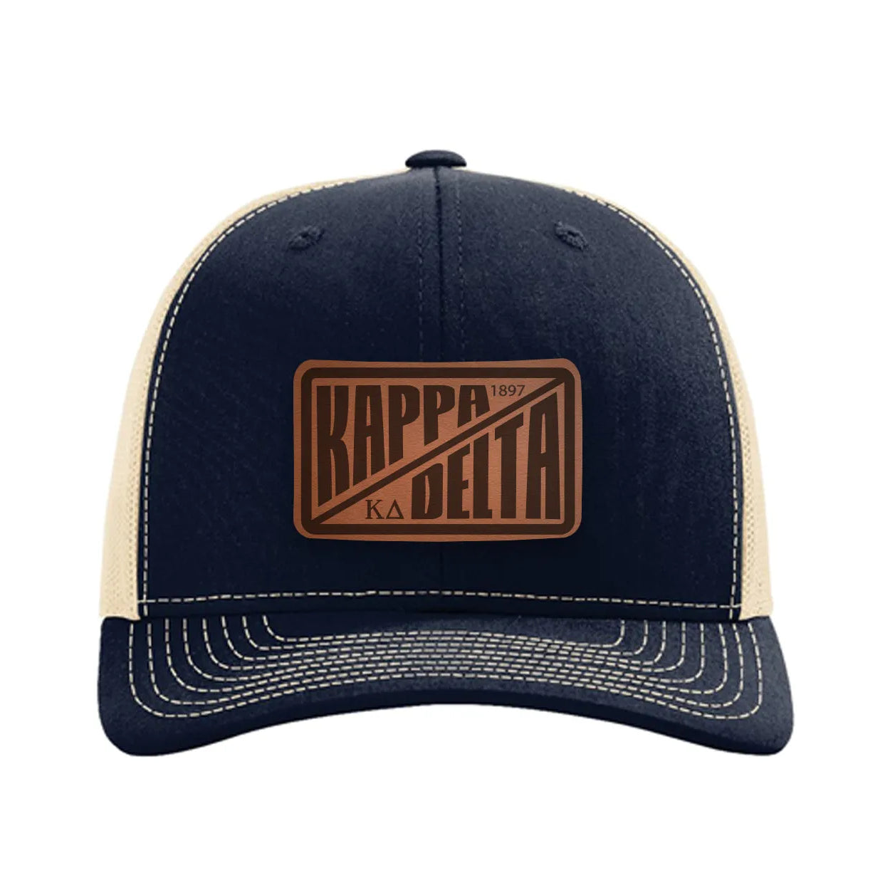Kappa Delta Richardson 112 Leatherette Patch Trucker Hat - Divide Navy Khaki Trucker Hat