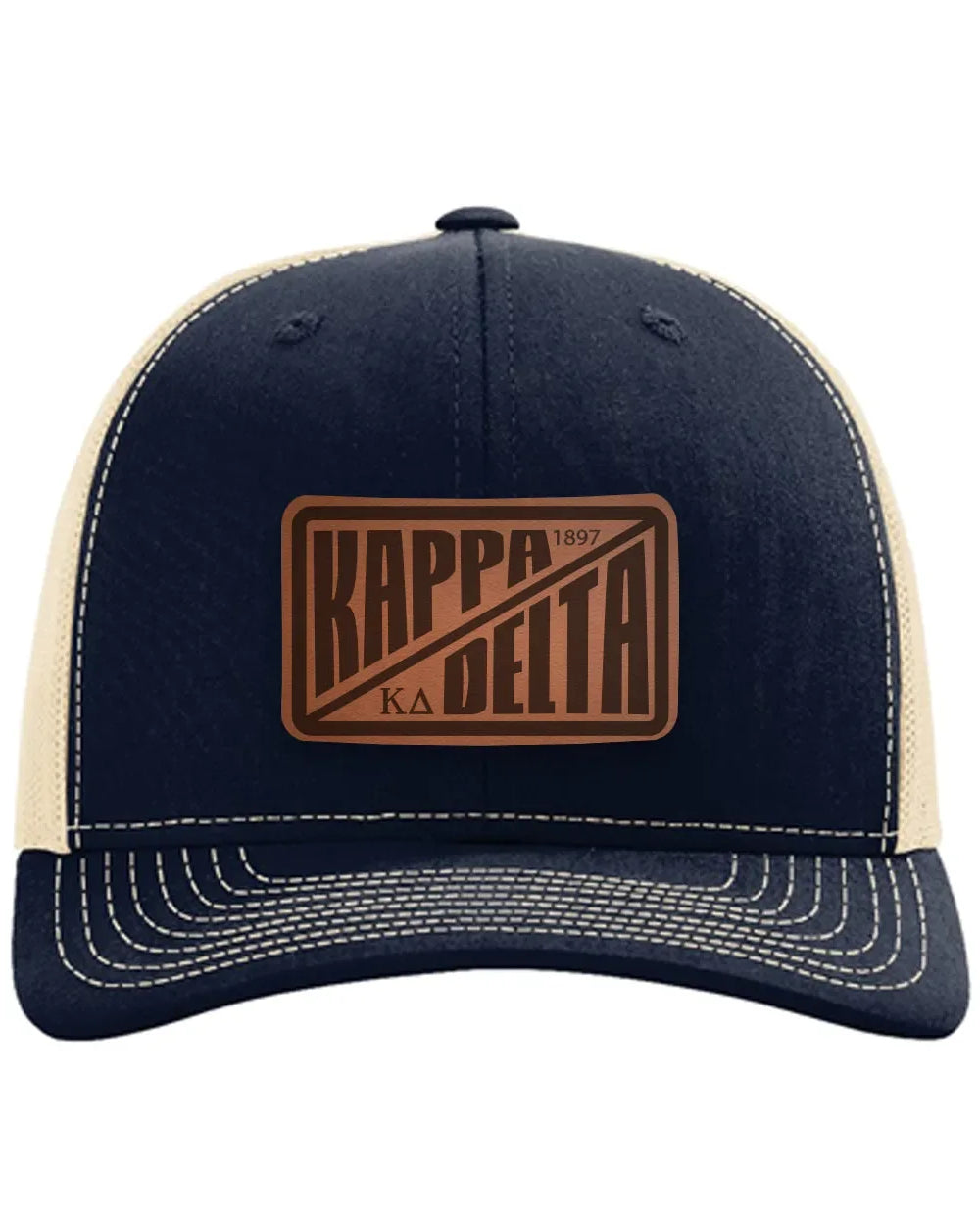 Kappa Delta Richardson 112 Leatherette Patch Trucker Hat - Divide Navy Khaki Trucker Hat