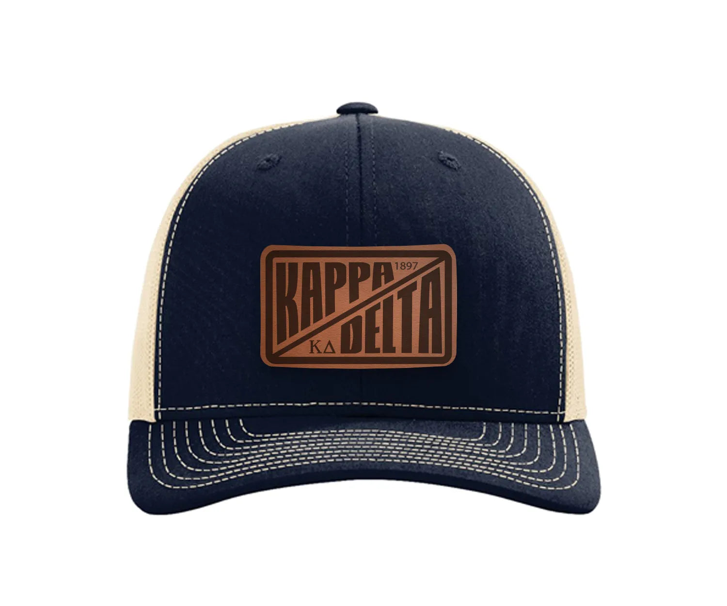 Kappa Delta Richardson 112 Leatherette Patch Trucker Hat - Divide Navy Khaki Trucker Hat