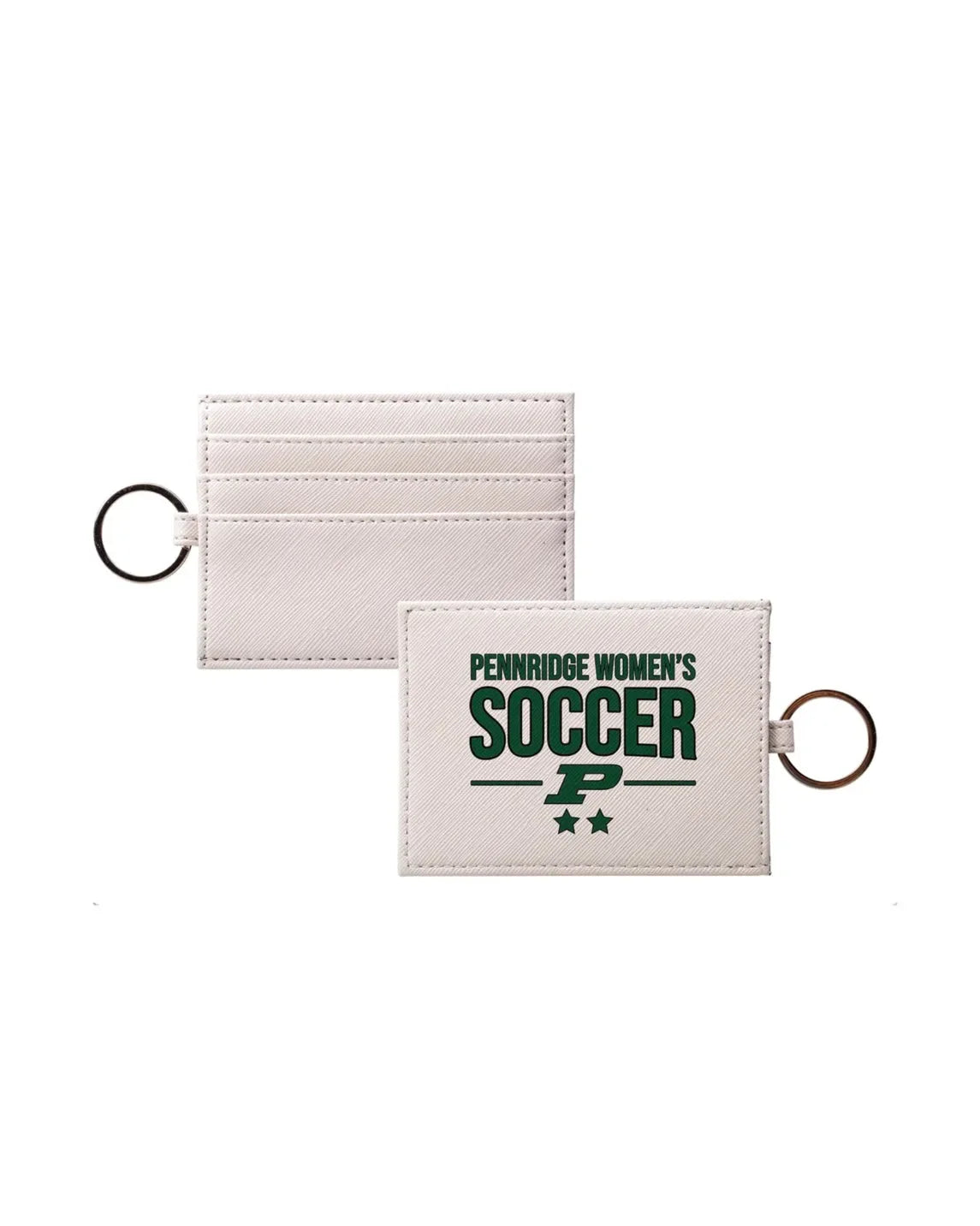 Pennridge Women's Soccer Vegan Saffiano Leather Keychain Card Holder Green Travel Wallet