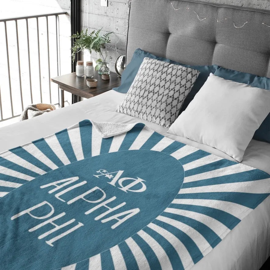 Alpha Phi XL 60x80 Sherpa Blanket - Starburst Throw Blankets