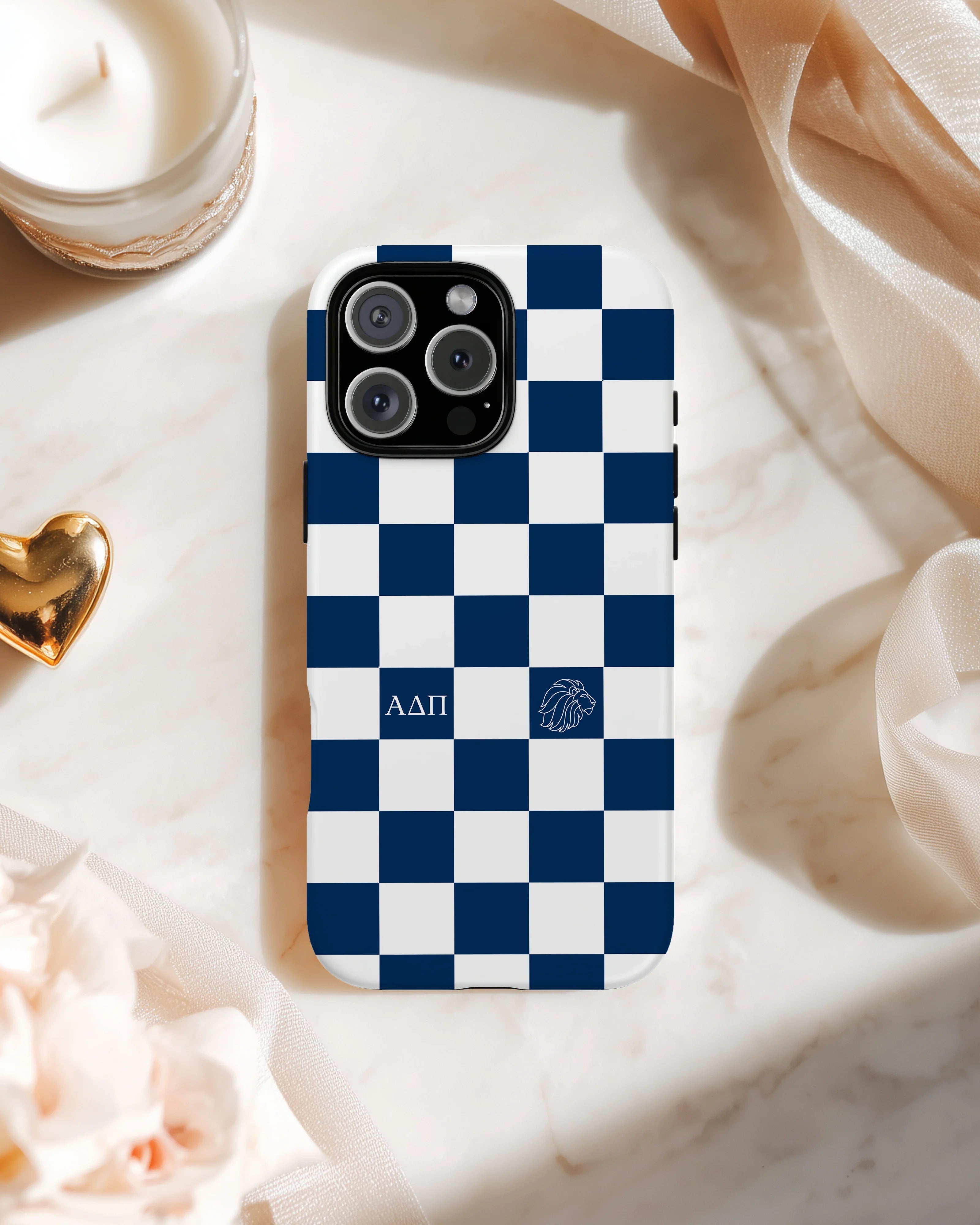 Alpha Delta Pi iPhone Mobile Phone Case - Midnight Blue Check